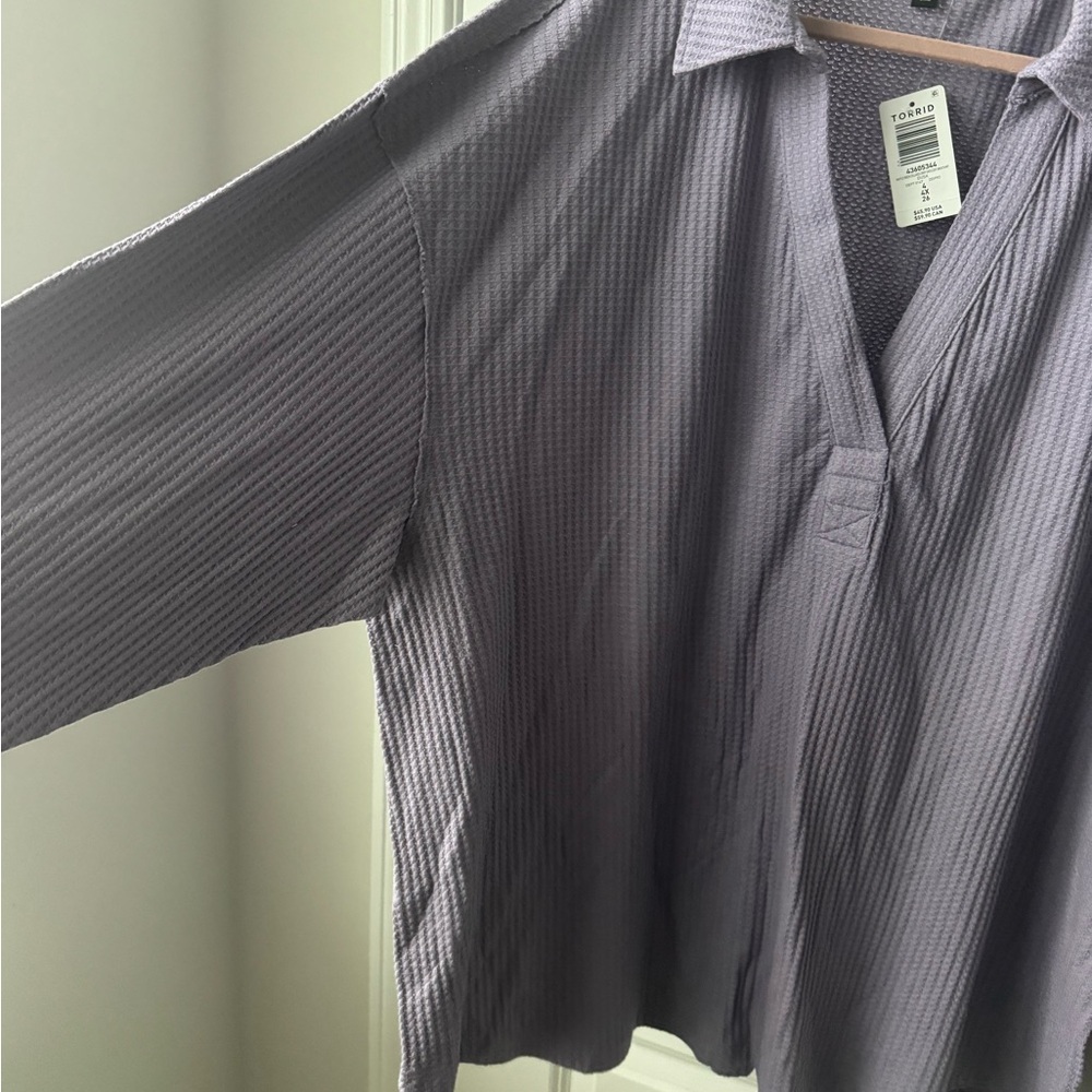 Torrid Waffle Collared Drop Shoulder Top 4x NWT - Picture 4 of 5